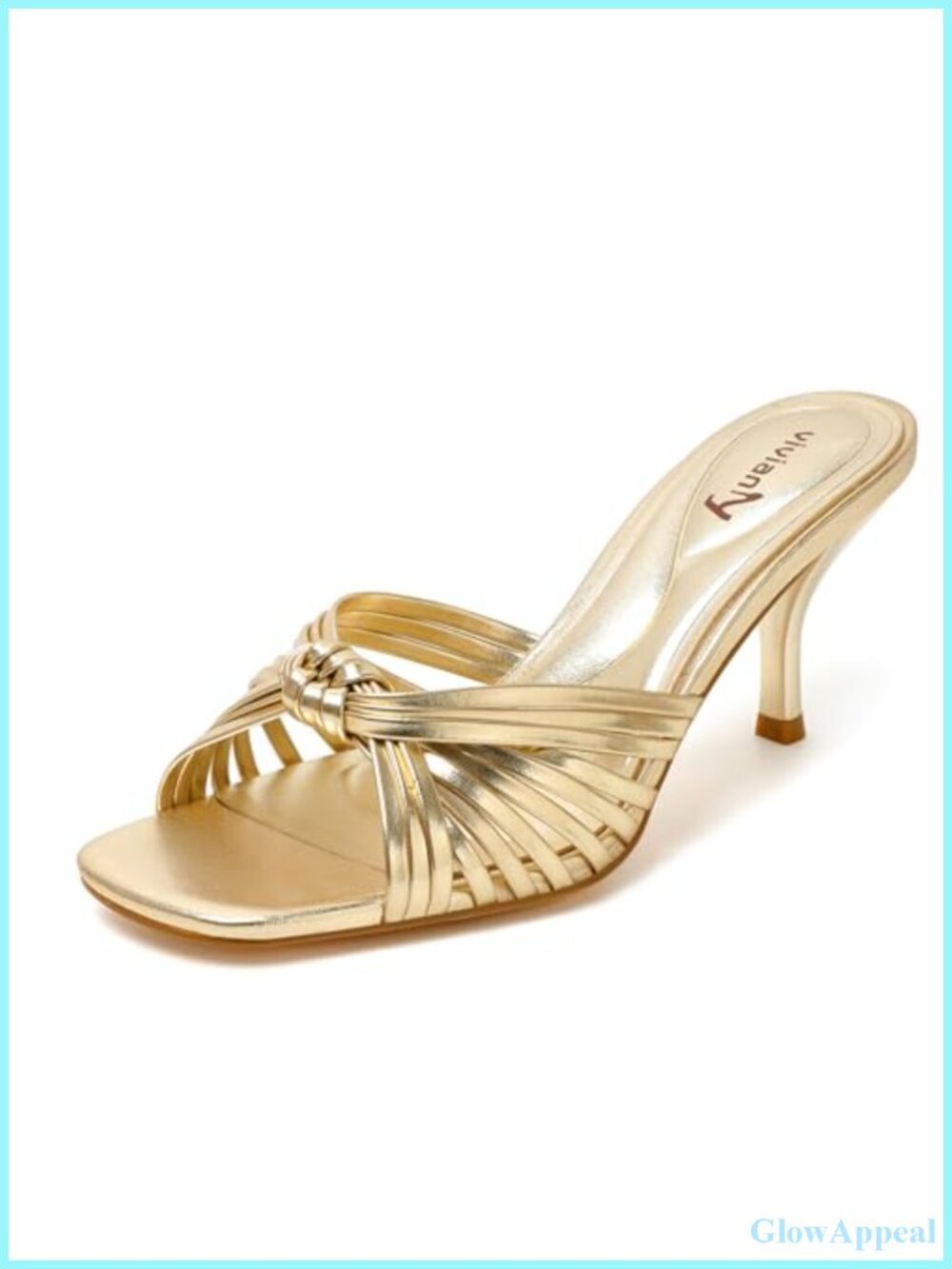 Women's Strappy Square Open Toe Kitten Heels Sandals Knotted Design